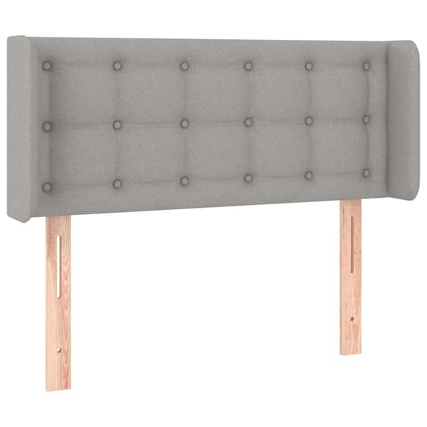 sengegavl med LED-lys 83x16x78/88 cm stof lysegrå