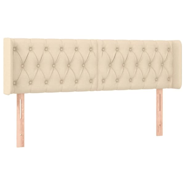 sengegavl med LED-lys 147x16x78/88 cm stof cremefarvet