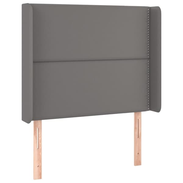 Sängyn pääty LED-valolla, harmaa, 103x16x118/128cm tekonahka