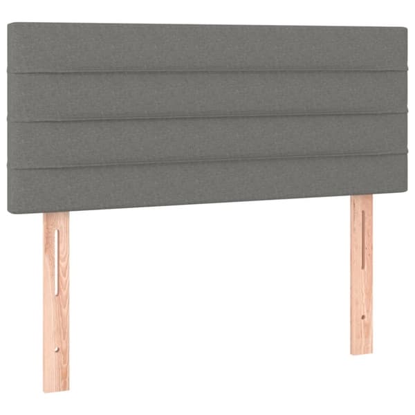 sengegavl med LED-lys 90x5x78/88 cm stof mørkegrå