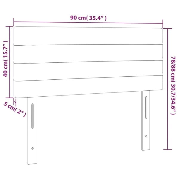 sengegavl med LED-lys 90x5x78/88 cm stof mørkegrå