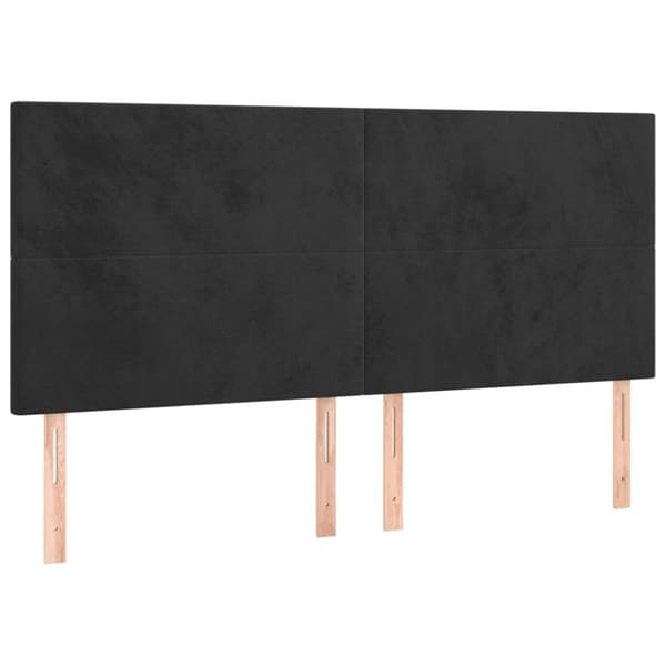 sengegavl med LED-lys 200x5x118/128 cm fløjl sort