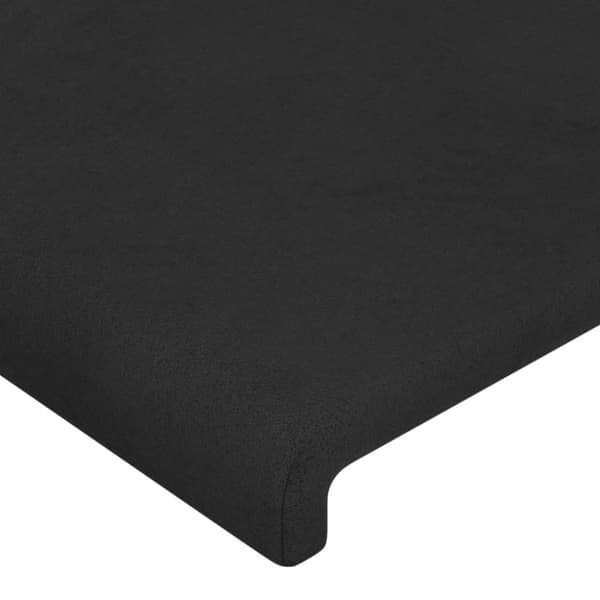 sengegavl med LED-lys 200x5x118/128 cm fløjl sort