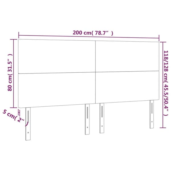 sengegavl med LED-lys 200x5x118/128 cm fløjl sort