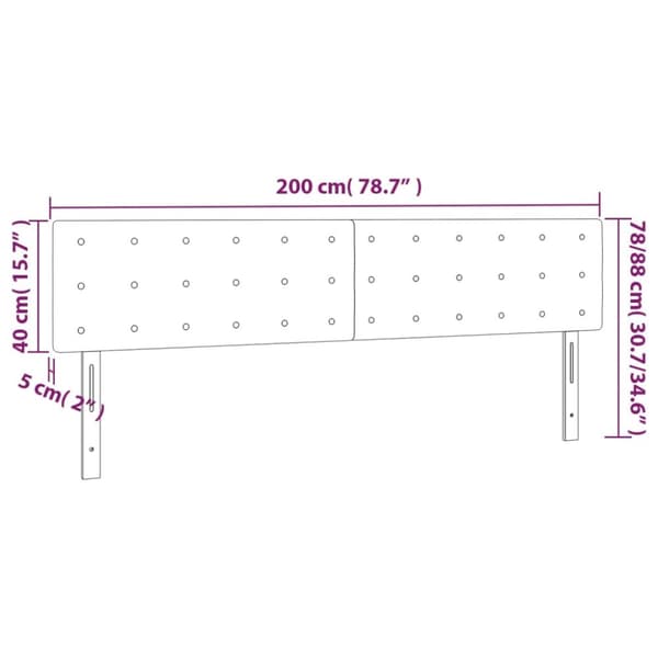 sengegavl med LED-lys 200x5x78/88 cm kunstlæder hvid