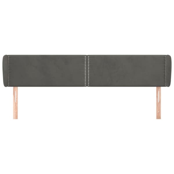 sengegavl med kanter 203x23x78/88 cm fløjl mørkegrå