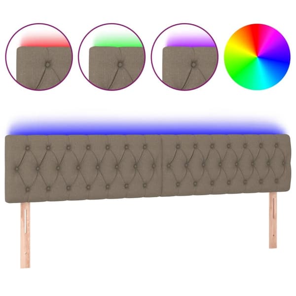 sengegavl med LED-lys 200x7x78/88 cm stof gråbrun