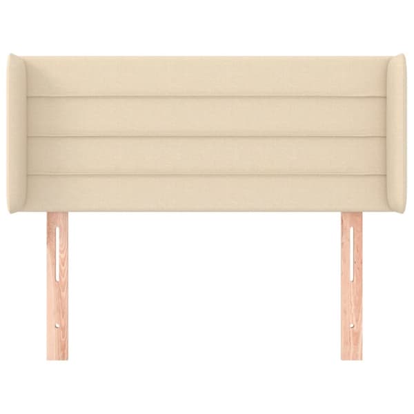 sengegavl med kanter 83x16x78/128 cm stof cremefarvet