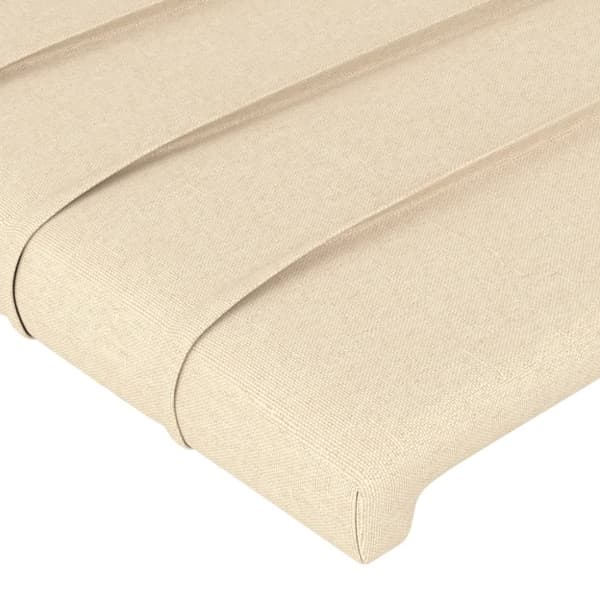 sengegavl med kanter 83x16x78/128 cm stof cremefarvet