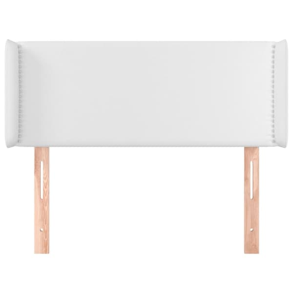 sengegavl med kanter 83x16x78/88 cm kunstlæder hvid