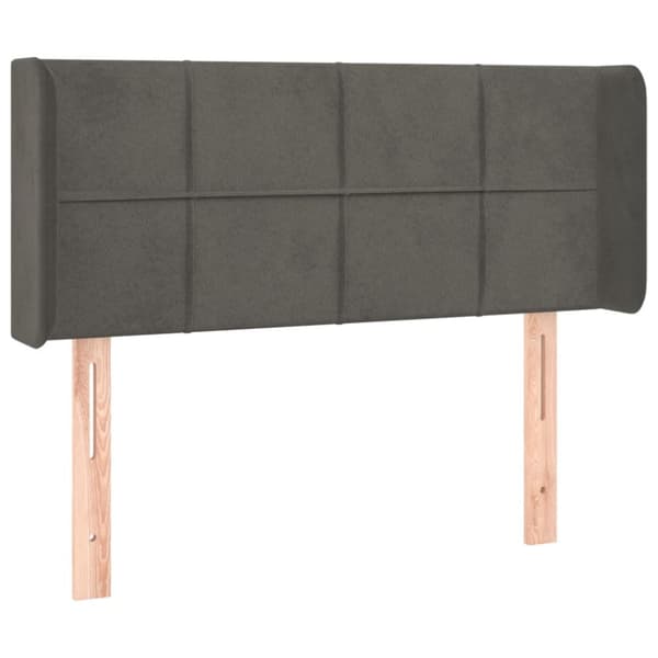 sengegavl med kanter 103x16x78/88 cm fløjl mørkegrå