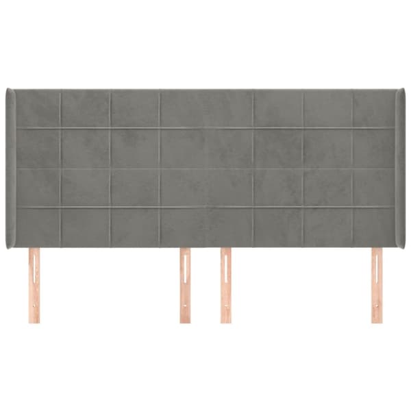 sengegavl med kanter 183x16x118/128 cm fløjl lysegrå