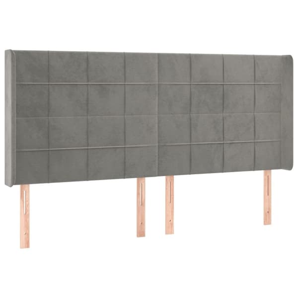sengegavl med kanter 183x16x118/128 cm fløjl lysegrå