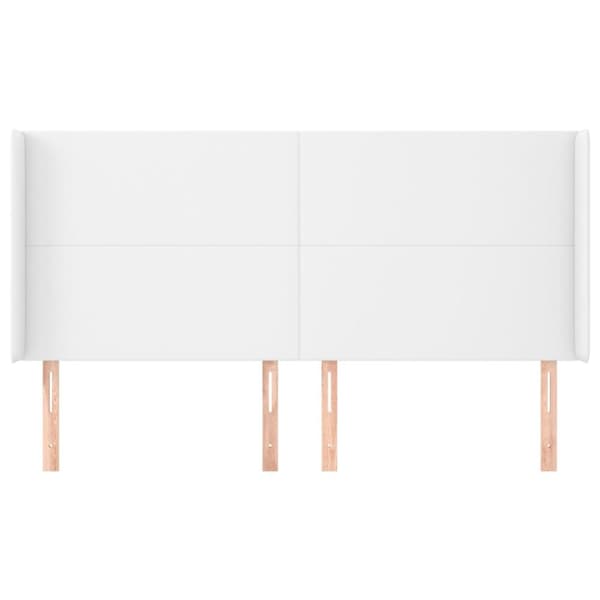 sengegavl med kanter 183x16x118/128 cm kunstlæder hvid