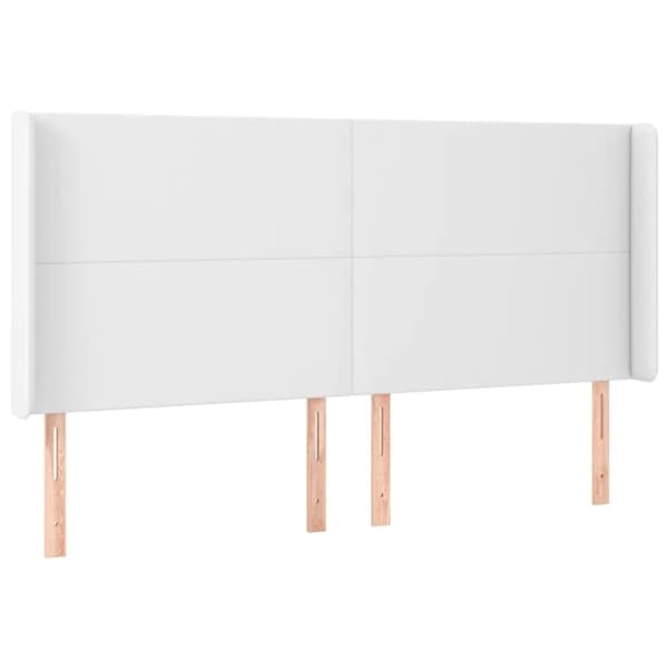 sengegavl med kanter 183x16x118/128 cm kunstlæder hvid