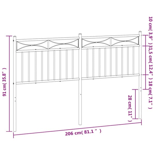 sengegavl 200 cm metal sort