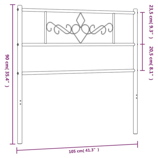 Metallinen sängynpääty valkoinen 100 cm