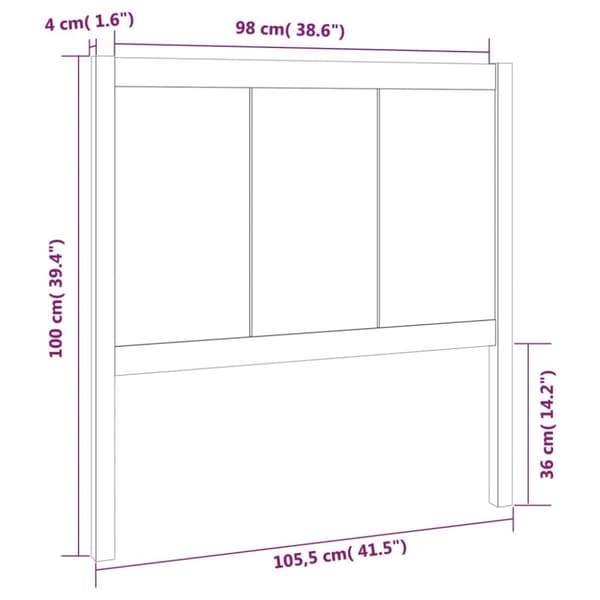 sengegærde 105,5x4x100 cm massivt fyrretræ