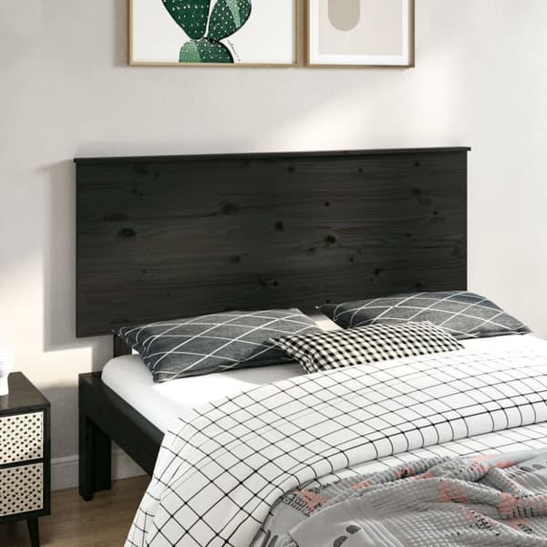 sengegærde 144x6x82,5 cm massivt fyrretræ sort