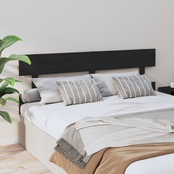 sengegærde 164x3x81 cm massivt fyrretræ sort