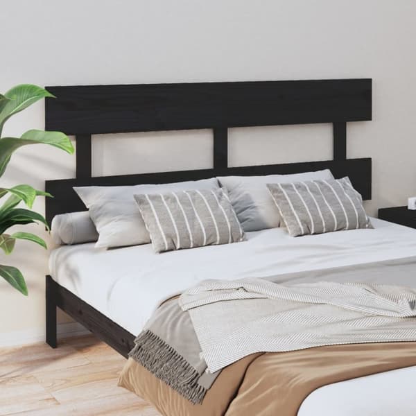 sengegærde 164x3x81 cm massivt fyrretræ sort