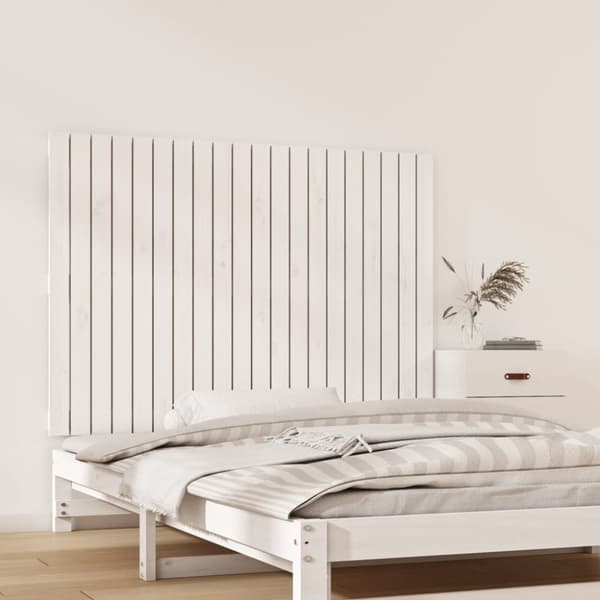 sengegavl 127,5x3x90 cm massivt fyrretræ hvid