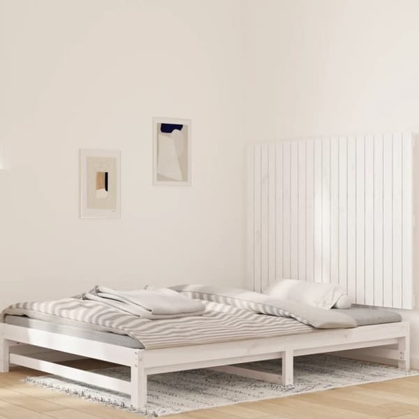 sengegavl 127,5x3x90 cm massivt fyrretræ hvid