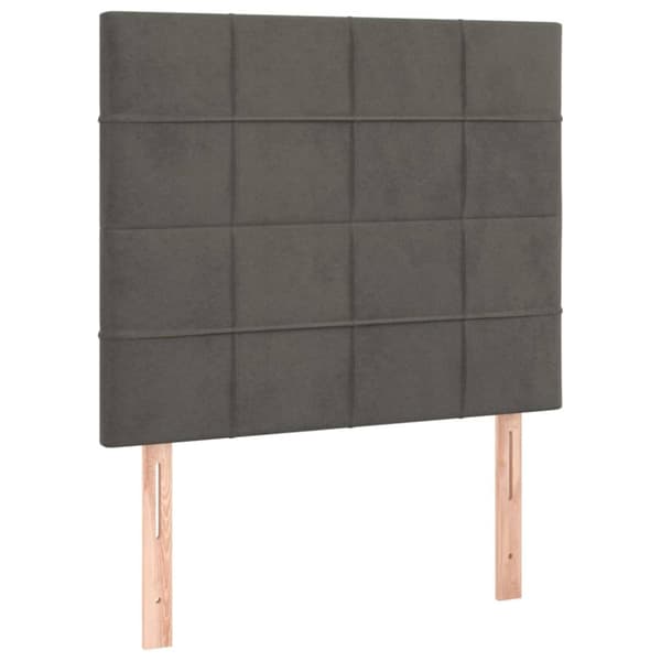 sengegavl med LED-lys 80x5x118/128 cm fløjl mørkegrå