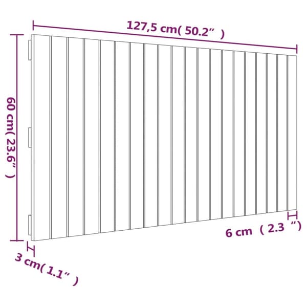 Sängynpääty seinälle musta 127,5x3x60 cm täysi mänty