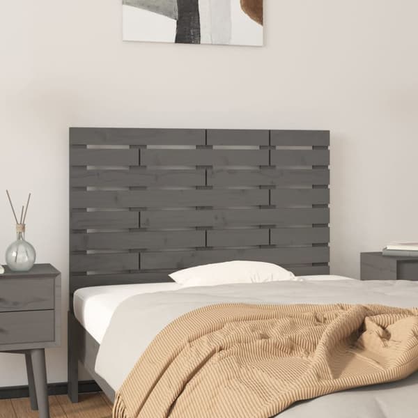 sengegavl 96x3x63 cm massivt fyrretræ grå