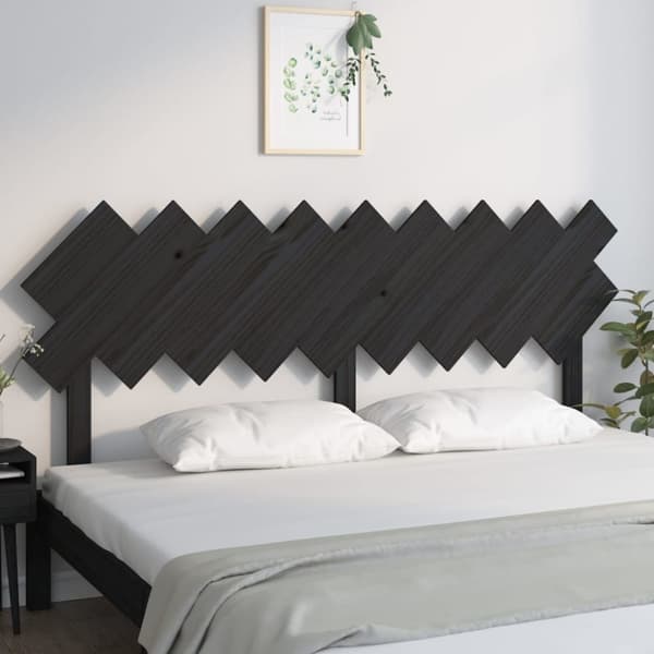sengegærde 178x3x80,5 cm massivt fyrretræ sort