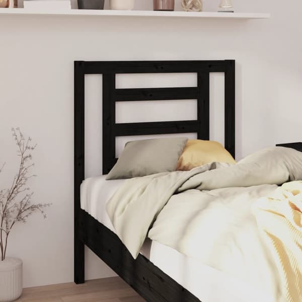 sengegærde 81x4x100 cm massivt fyrretræ sort