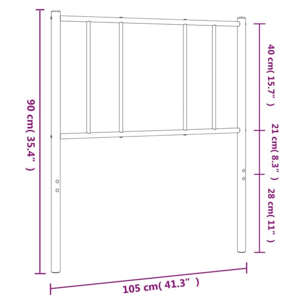 Metallinen sängynpääty musta 100 cm