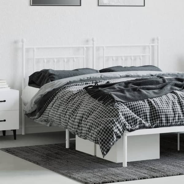 Metallinen sängynpääty valkoinen 160 cm