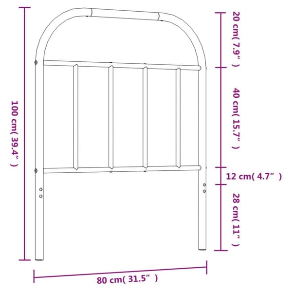 sengegavl 75 cm metal sort