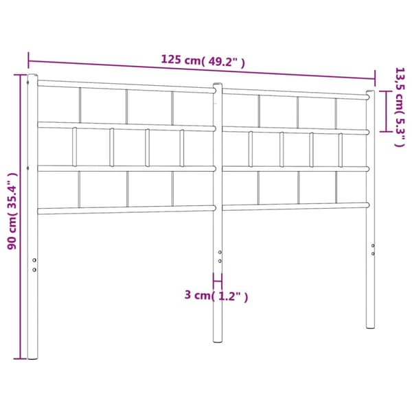 sengegavl 120 cm metal hvid