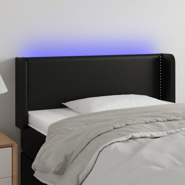sengegavl med LED-lys 103x16x78/88 cm kunstlæder sort