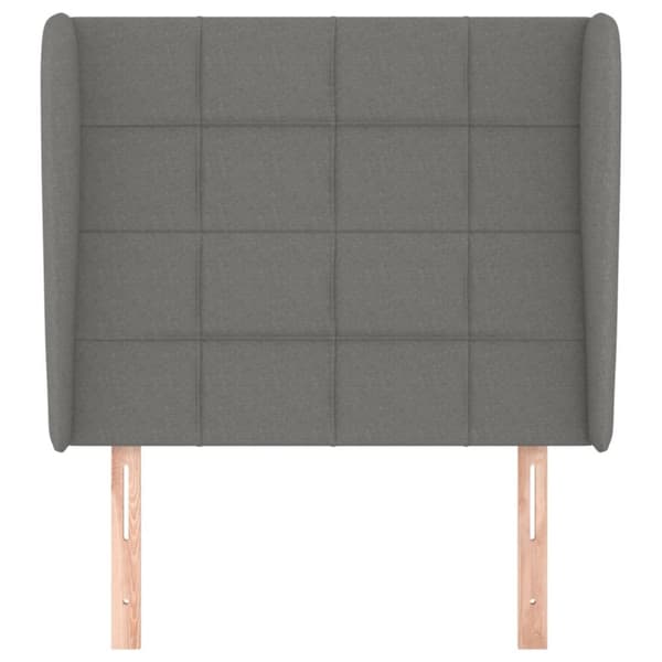 sengegavl med kanter 93x23x118/128 cm stof mørkegrå