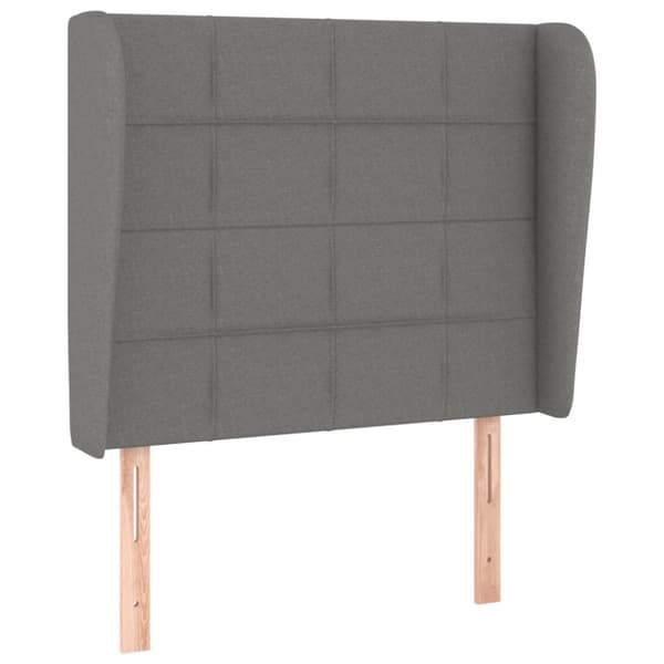 sengegavl med kanter 93x23x118/128 cm stof mørkegrå