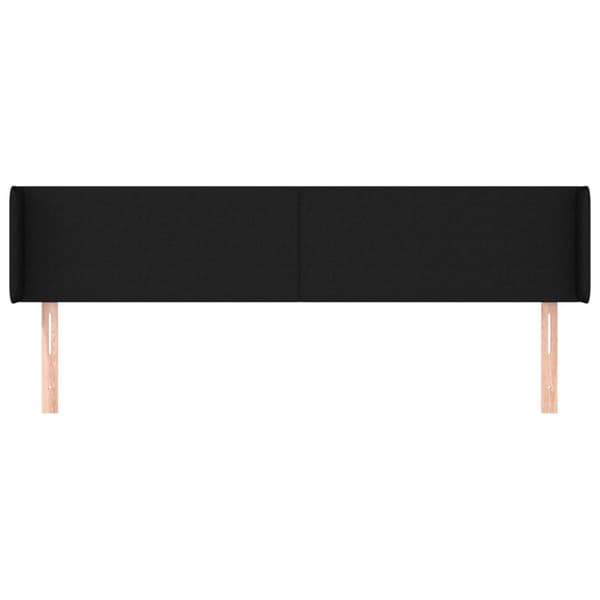 Sänggavel med kanter svart 203x16x78/88 cm tyg