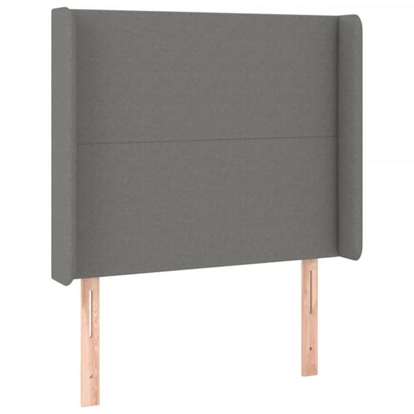 sengegavl med LED-lys 103x16x118/128 cm stof sort