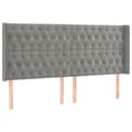 Miniatyrbillede 2 af 9: sengegavl med kanter 203x16x118/128 cm fløjl lysegrå