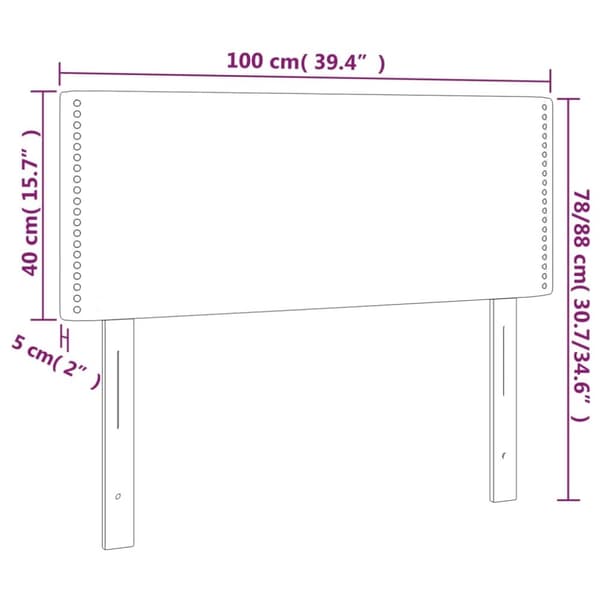 sengegavl med LED-lys 100x5x78/88 cm stof mørkegrå