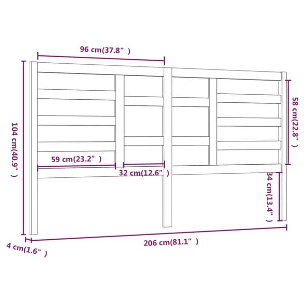 sengegærde 206x4x104 cm massivt fyrretræ sort