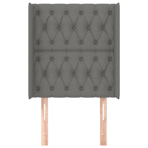 sengegavl med kanter 83x16x118/128 cm stof mørkegrå