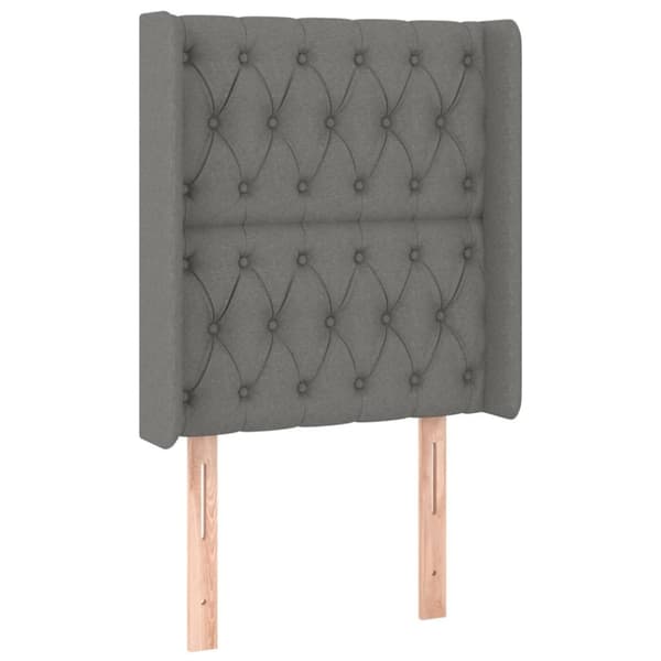 sengegavl med kanter 83x16x118/128 cm stof mørkegrå