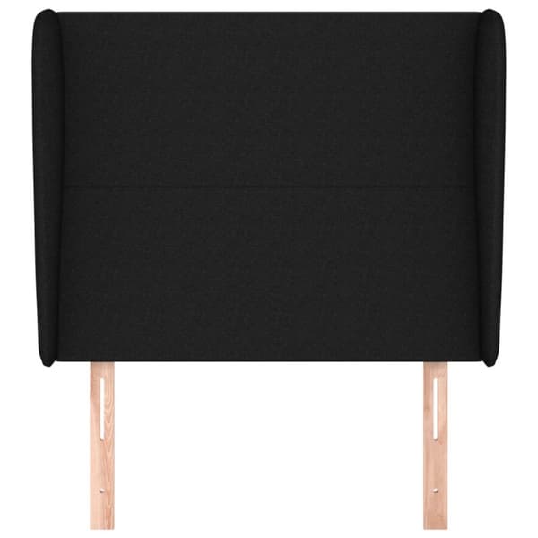 sengegavl med kanter 93x23x118/128 cm stof sort