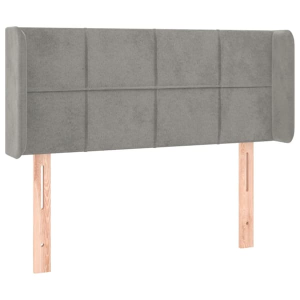 sengegavl med LED-lys 103x16x78/88 cm fløjl lysegrå