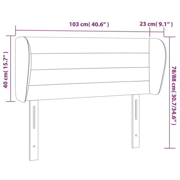 sengegavl med kanter 103x23x78/88cm stof lysegrå