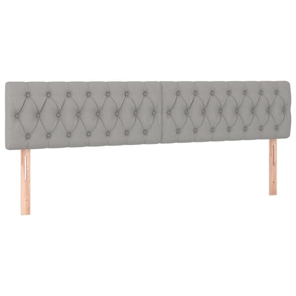 sengegavl med LED-lys 200x7x78/88 cm stof lysegrå